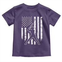 Vintage Patriotic Softball Toddler T Shirt Girls Baseball Softball Player American Flag