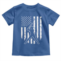 Vintage Patriotic Softball Toddler T Shirt Girls Baseball Softball Player American Flag