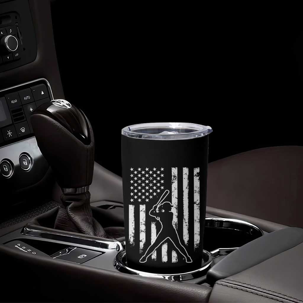 Vintage Patriotic Softball Tumbler Cup Girls Baseball Softball Player American Flag