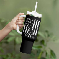 Vintage Patriotic Softball Tumbler With Handle Girls Baseball Softball Player American Flag