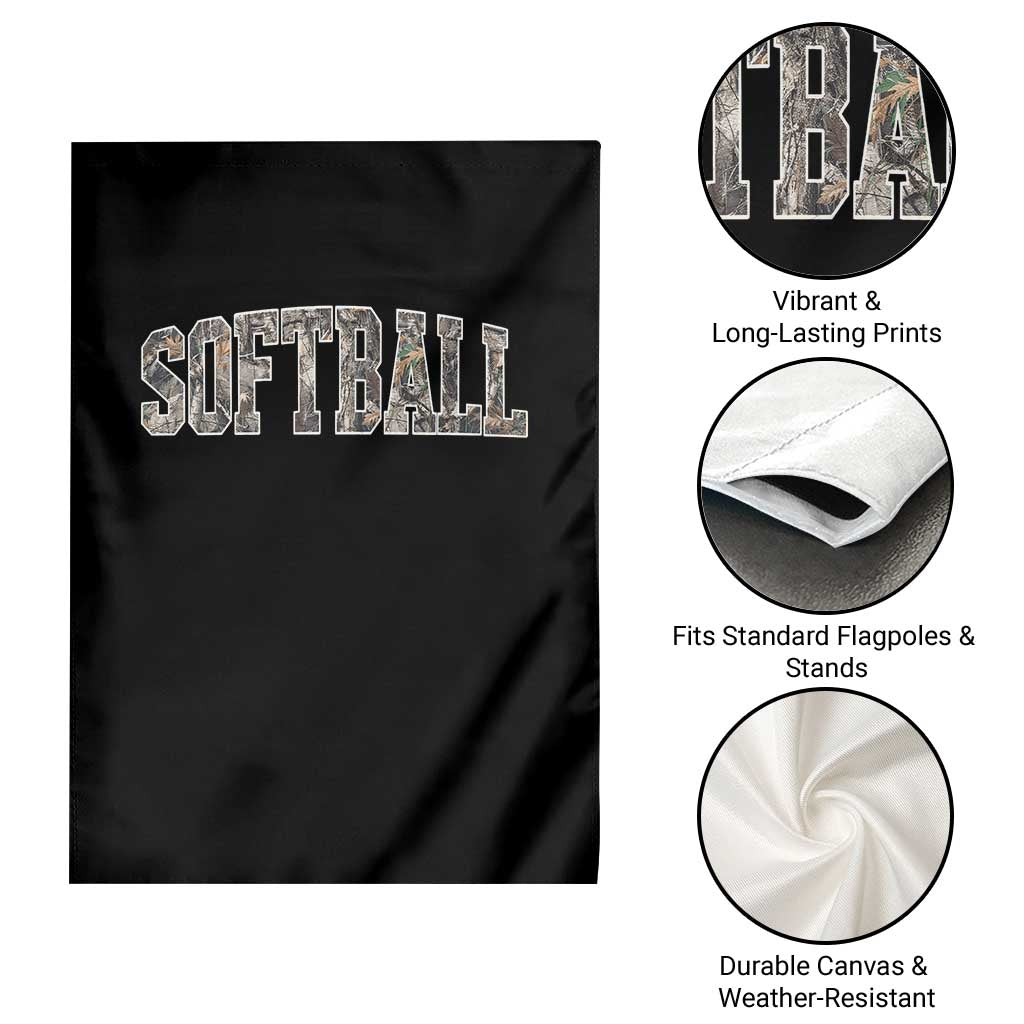 Camo Softball Garden Flag Vintage Camouflage Softball Varsity Game Day