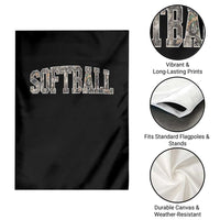 Camo Softball Garden Flag Vintage Camouflage Softball Varsity Game Day