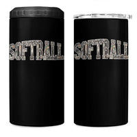 Camo Softball 4 in 1 Can Cooler Tumbler Vintage Camouflage Softball Varsity Game Day