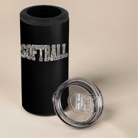 Camo Softball 4 in 1 Can Cooler Tumbler Vintage Camouflage Softball Varsity Game Day