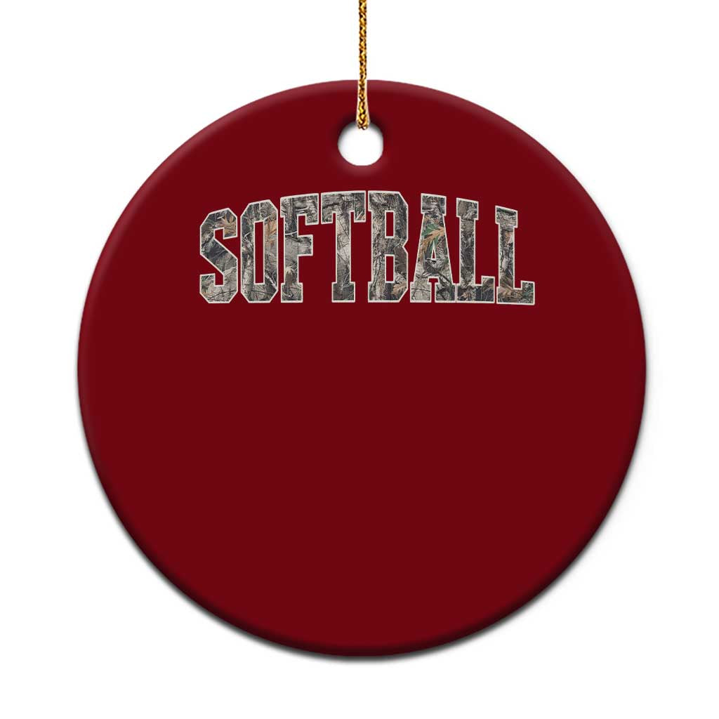Camo Softball Ceramic Ornament Vintage Camouflage Softball Varsity Game Day