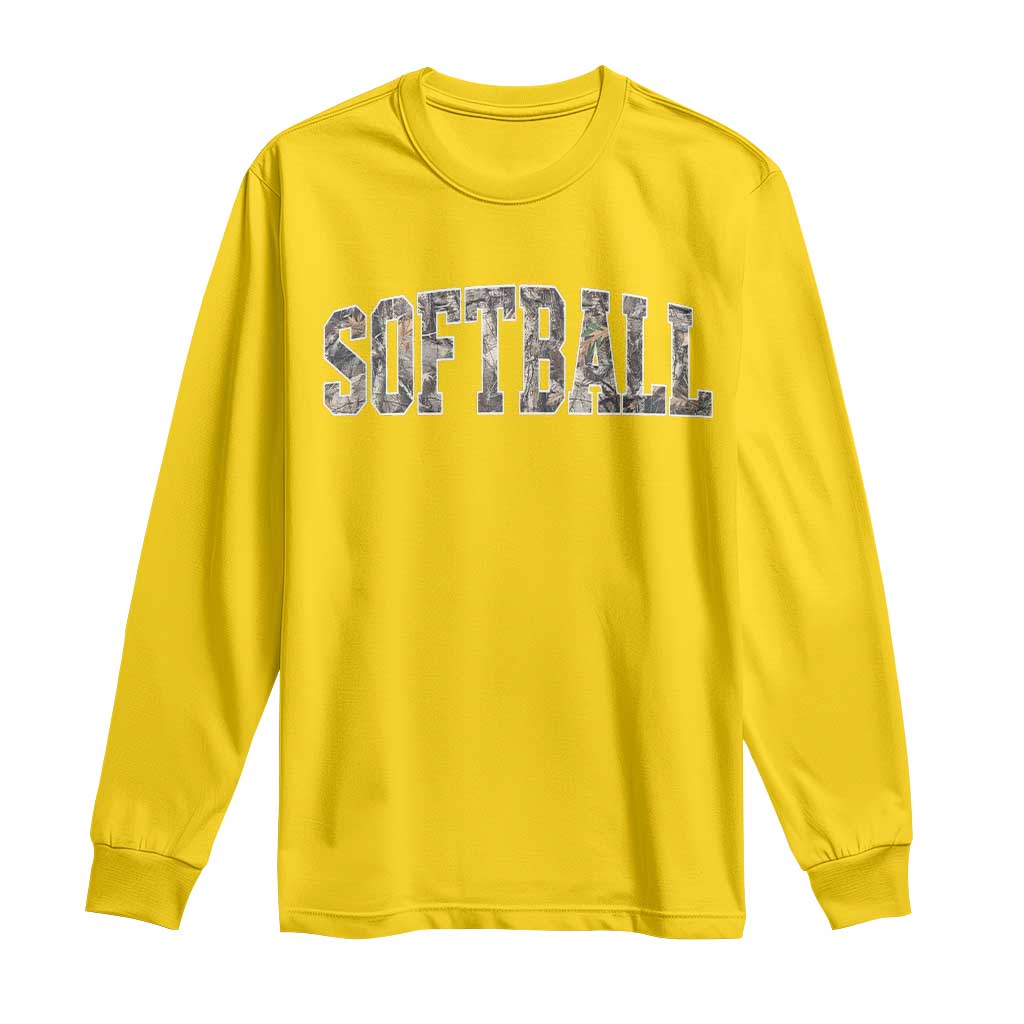 Camo Softball Long Sleeve Shirt Vintage Camouflage Softball Varsity Game Day
