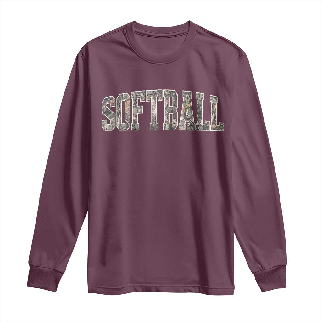 Camo Softball Long Sleeve Shirt Vintage Camouflage Softball Varsity Game Day