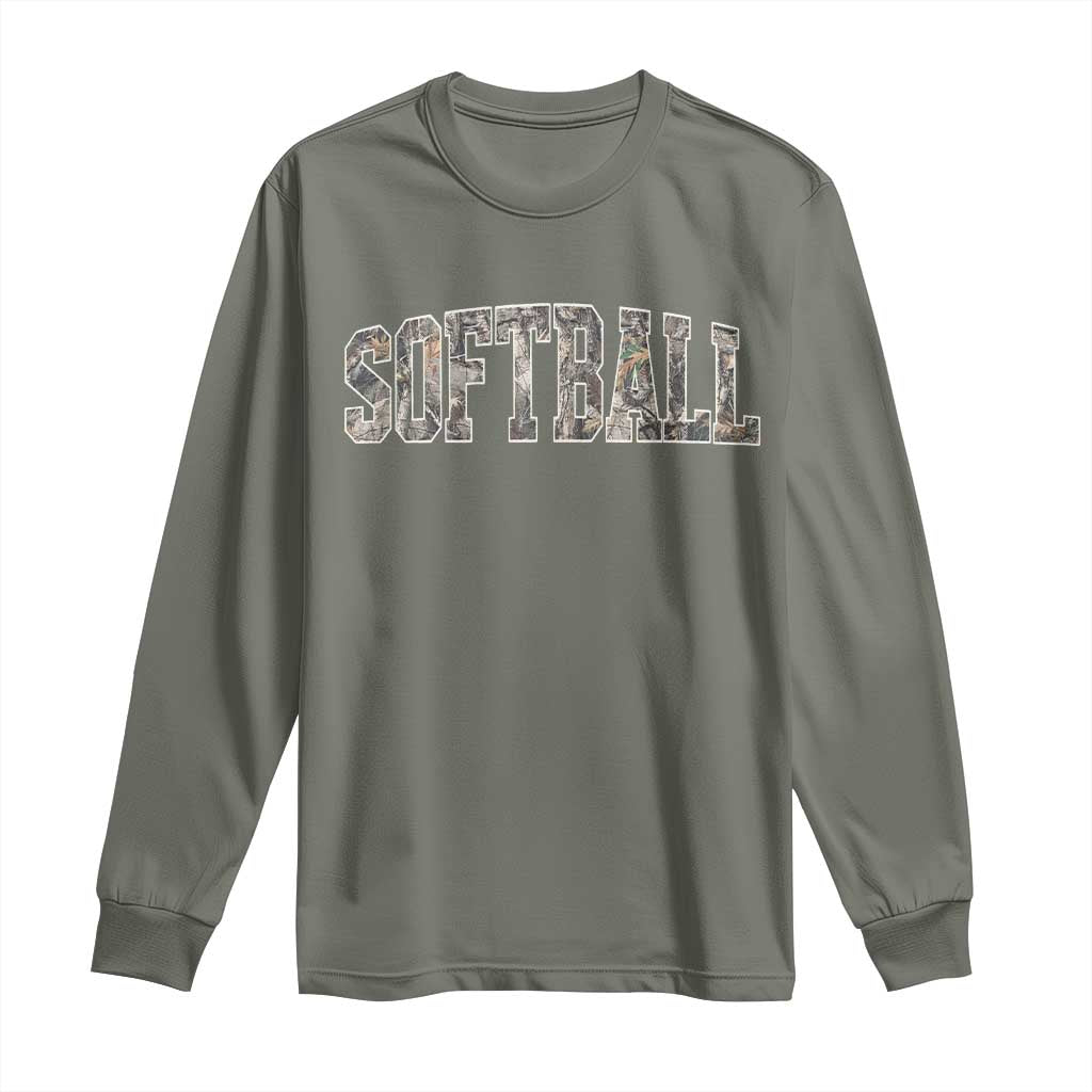 Camo Softball Long Sleeve Shirt Vintage Camouflage Softball Varsity Game Day
