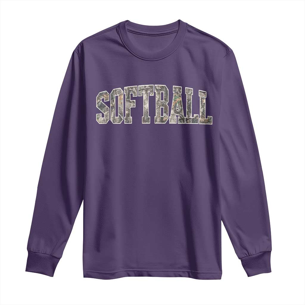 Camo Softball Long Sleeve Shirt Vintage Camouflage Softball Varsity Game Day