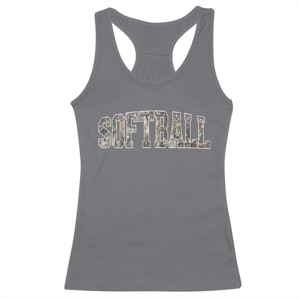 Camo Softball Racerback Tank Top Vintage Camouflage Softball Varsity Game Day