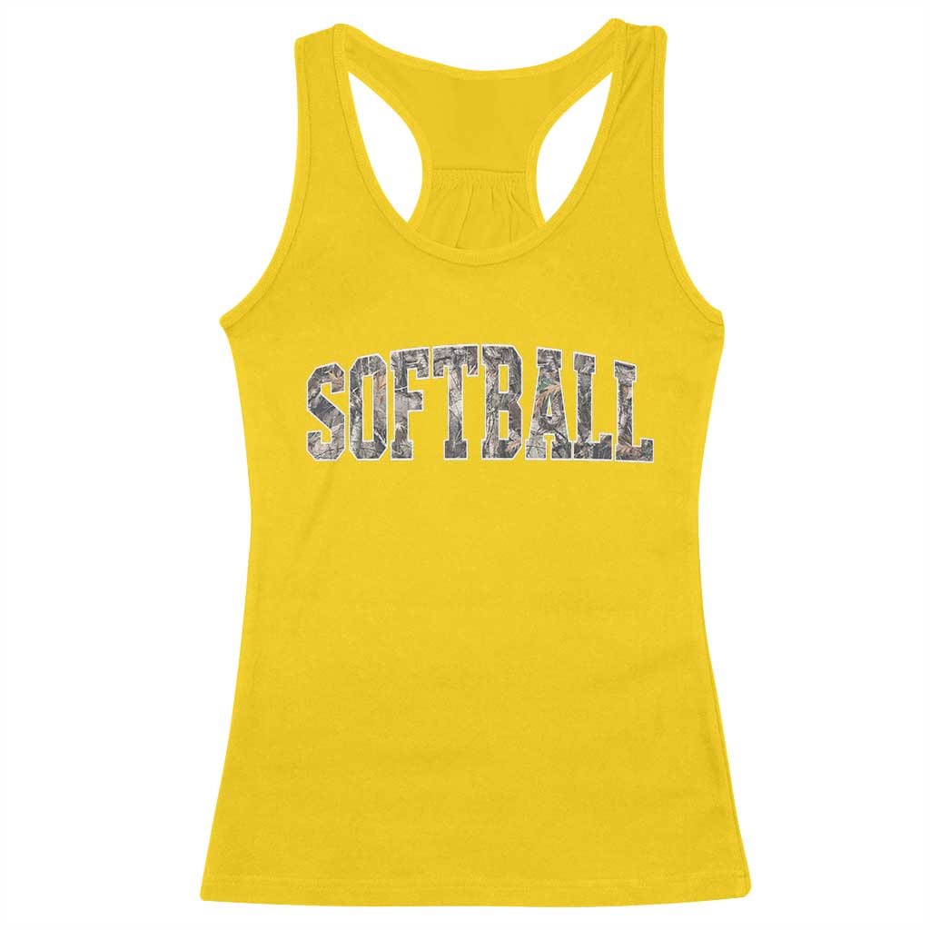 Camo Softball Racerback Tank Top Vintage Camouflage Softball Varsity Game Day