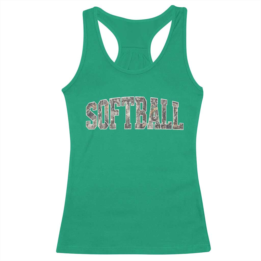 Camo Softball Racerback Tank Top Vintage Camouflage Softball Varsity Game Day