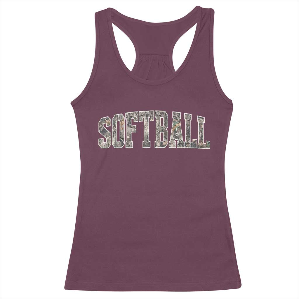 Camo Softball Racerback Tank Top Vintage Camouflage Softball Varsity Game Day