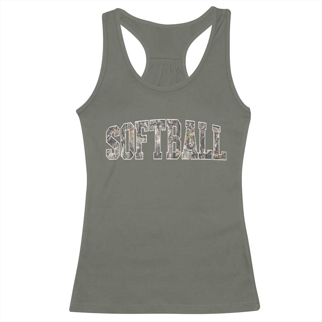 Camo Softball Racerback Tank Top Vintage Camouflage Softball Varsity Game Day