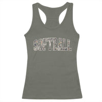 Camo Softball Racerback Tank Top Vintage Camouflage Softball Varsity Game Day