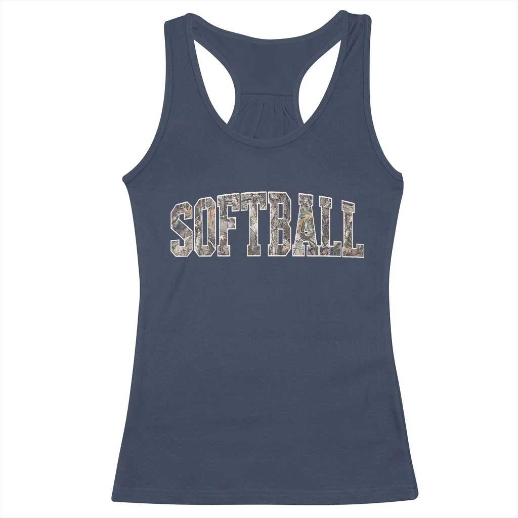 Camo Softball Racerback Tank Top Vintage Camouflage Softball Varsity Game Day