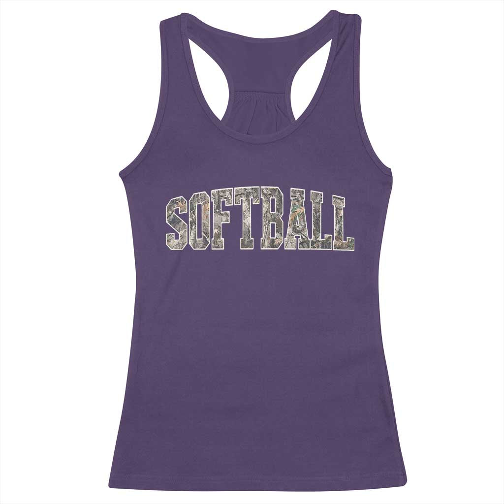 Camo Softball Racerback Tank Top Vintage Camouflage Softball Varsity Game Day