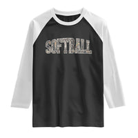 Camo Softball Raglan Shirt Vintage Camouflage Softball Varsity Game Day