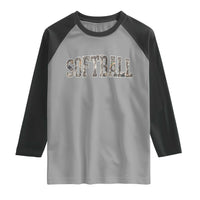 Camo Softball Raglan Shirt Vintage Camouflage Softball Varsity Game Day