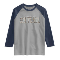 Camo Softball Raglan Shirt Vintage Camouflage Softball Varsity Game Day