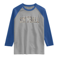 Camo Softball Raglan Shirt Vintage Camouflage Softball Varsity Game Day