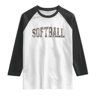 Camo Softball Raglan Shirt Vintage Camouflage Softball Varsity Game Day