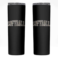 Camo Softball Skinny Tumbler Vintage Camouflage Softball Varsity Game Day