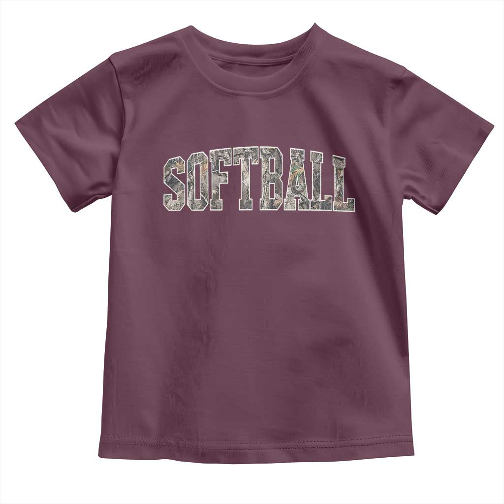 Camo Softball Toddler T Shirt Vintage Camouflage Softball Varsity Game Day