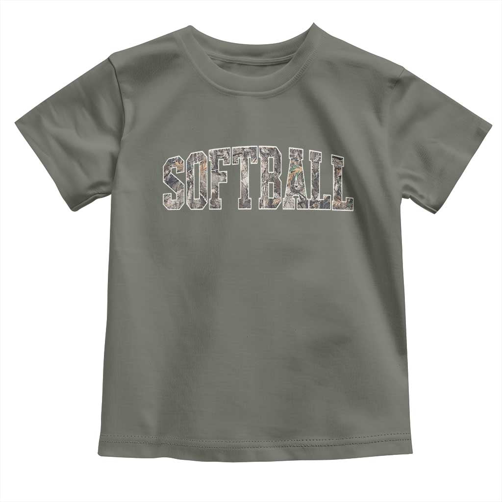 Camo Softball Toddler T Shirt Vintage Camouflage Softball Varsity Game Day