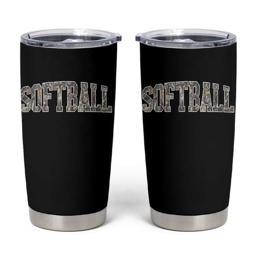 Camo Softball Tumbler Cup Vintage Camouflage Softball Varsity Game Day