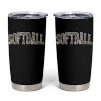 Camo Softball Tumbler Cup Vintage Camouflage Softball Varsity Game Day