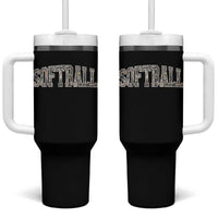 Camo Softball Tumbler With Handle Vintage Camouflage Softball Varsity Game Day