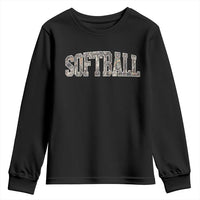 Camo Softball Youth Sweatshirt Vintage Camouflage Softball Varsity Game Day