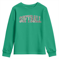 Camo Softball Youth Sweatshirt Vintage Camouflage Softball Varsity Game Day