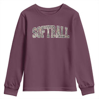 Camo Softball Youth Sweatshirt Vintage Camouflage Softball Varsity Game Day