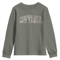 Camo Softball Youth Sweatshirt Vintage Camouflage Softball Varsity Game Day