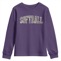 Camo Softball Youth Sweatshirt Vintage Camouflage Softball Varsity Game Day