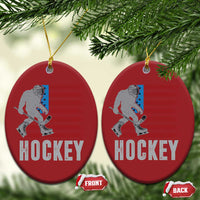 Hockey Bigfoot USA Flag Christmas Ornament Vintage Patriotic Ice Hockey Player - Wonder Print Shop