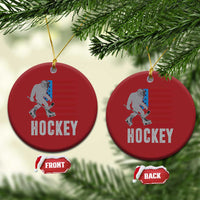 Hockey Bigfoot USA Flag Christmas Ornament Vintage Patriotic Ice Hockey Player - Wonder Print Shop