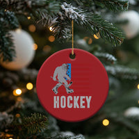 Hockey Bigfoot USA Flag Christmas Ornament Vintage Patriotic Ice Hockey Player - Wonder Print Shop