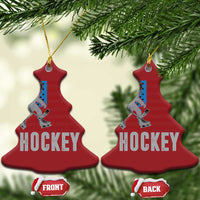 Hockey Bigfoot USA Flag Christmas Ornament Vintage Patriotic Ice Hockey Player - Wonder Print Shop