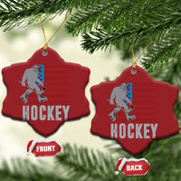 Hockey Bigfoot USA Flag Christmas Ornament Vintage Patriotic Ice Hockey Player - Wonder Print Shop