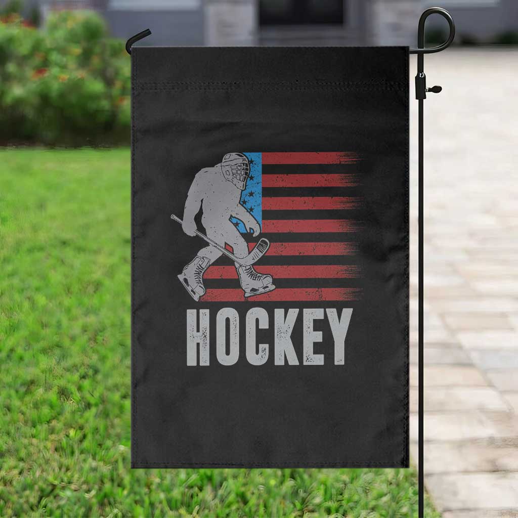Hockey Bigfoot USA Flag Garden Flag Vintage Patriotic Ice Hockey Player - Wonder Print Shop