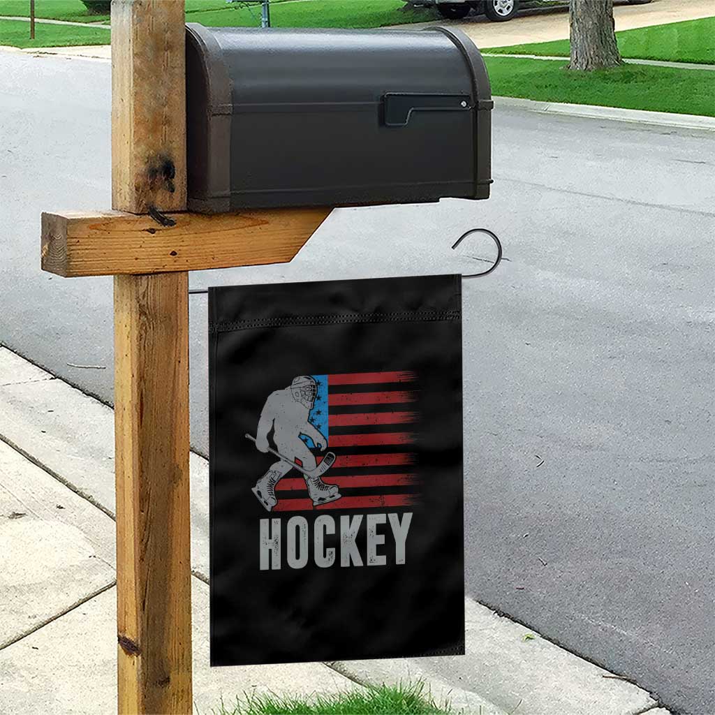 Hockey Bigfoot USA Flag Garden Flag Vintage Patriotic Ice Hockey Player - Wonder Print Shop