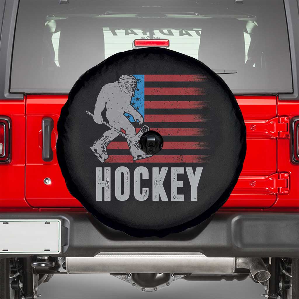 Hockey Bigfoot USA Flag Spare Tire Cover Vintage Patriotic Ice Hockey Player - Wonder Print Shop