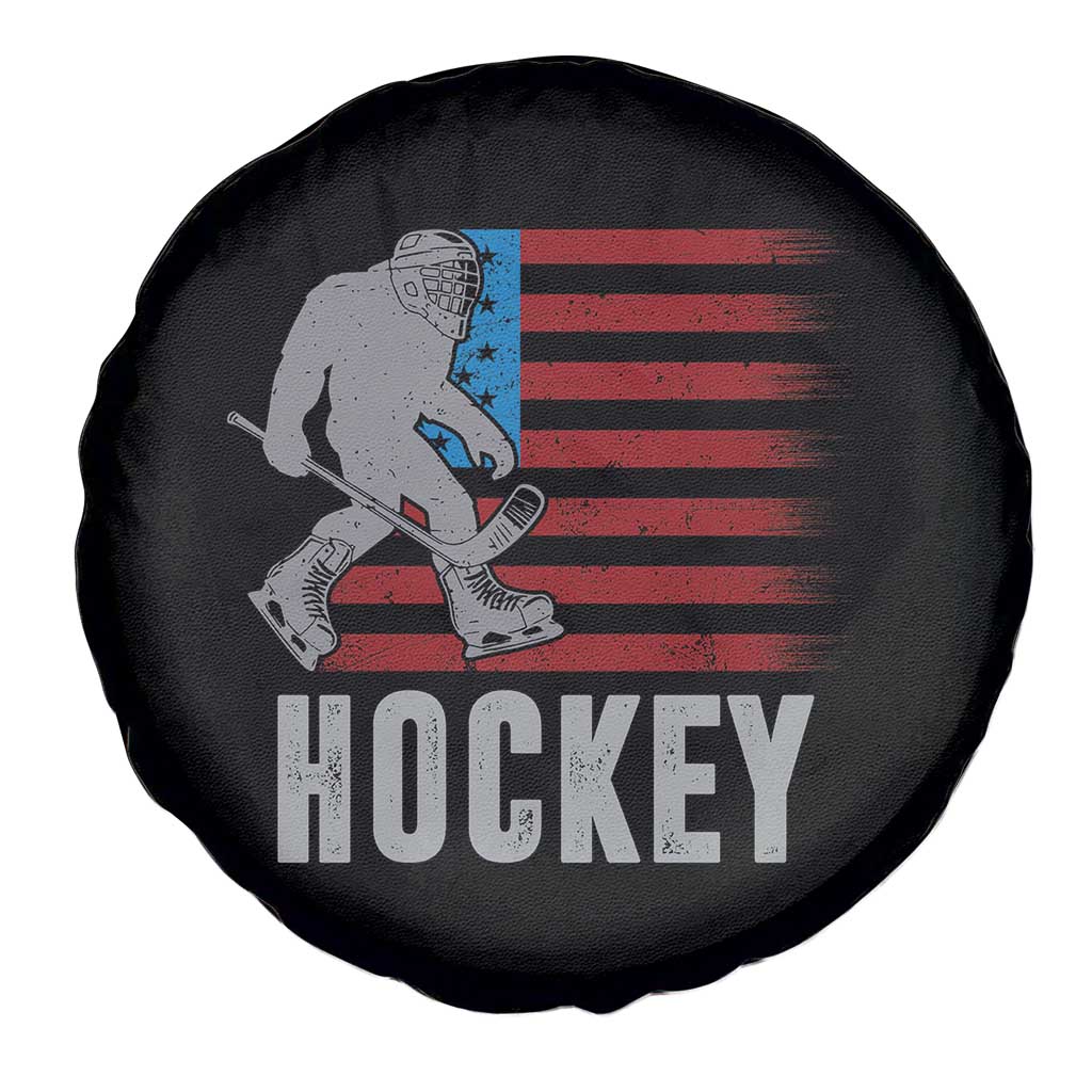 Hockey Bigfoot USA Flag Spare Tire Cover Vintage Patriotic Ice Hockey Player - Wonder Print Shop