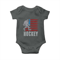 Hockey Bigfoot USA Flag Baby Onesie Vintage Patriotic Ice Hockey Player - Wonder Print Shop