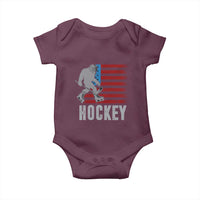 Hockey Bigfoot USA Flag Baby Onesie Vintage Patriotic Ice Hockey Player - Wonder Print Shop