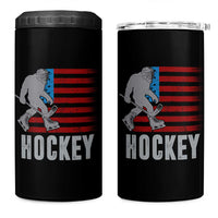 Hockey Bigfoot USA Flag 4 in 1 Can Cooler Tumbler Vintage Patriotic Ice Hockey Player - Wonder Print Shop