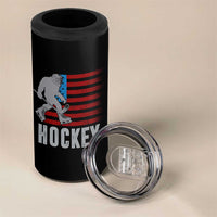 Hockey Bigfoot USA Flag 4 in 1 Can Cooler Tumbler Vintage Patriotic Ice Hockey Player - Wonder Print Shop